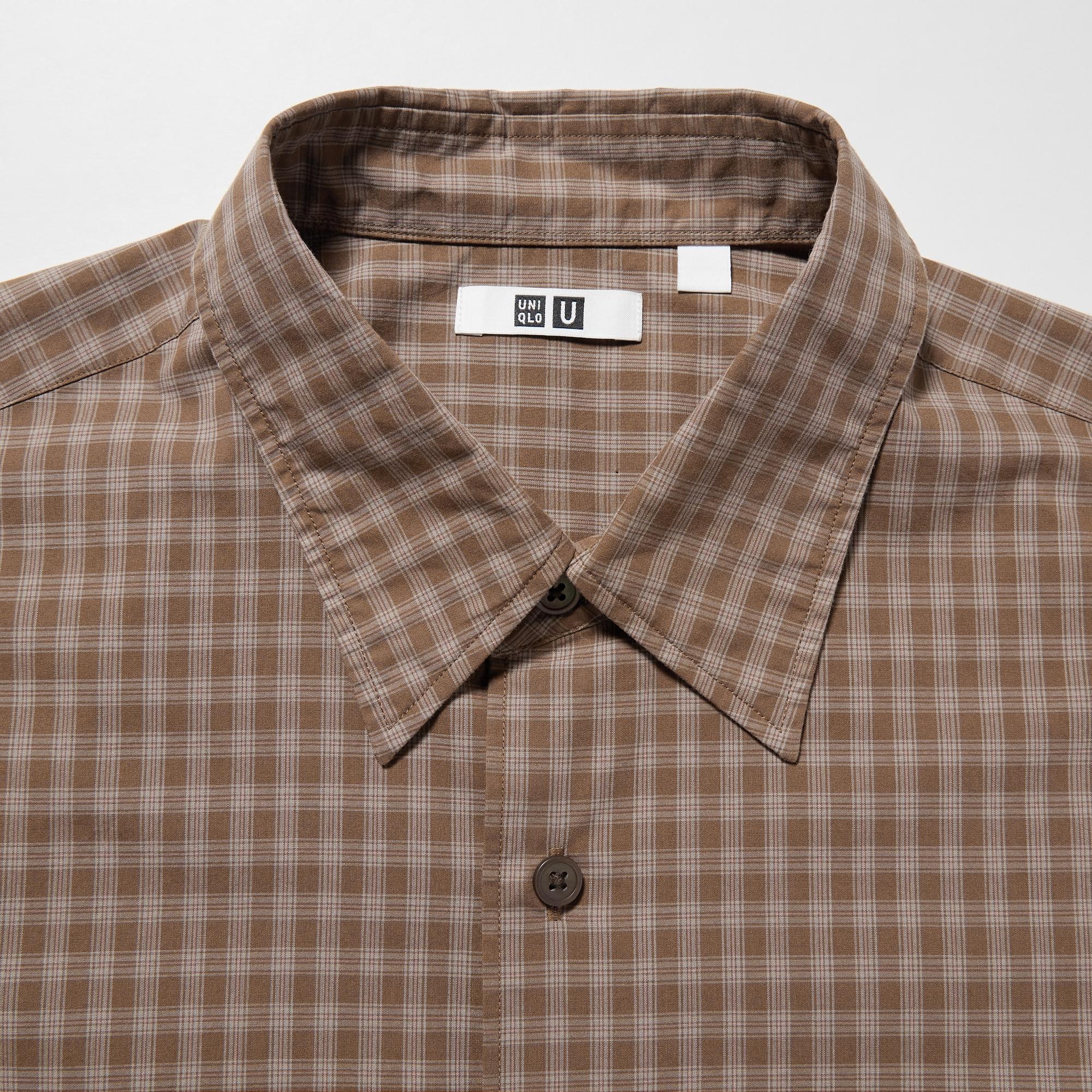 ユニクロU 2023SSオーバーサイズチェックシャツ（長袖）ブラウンXXL 新品
