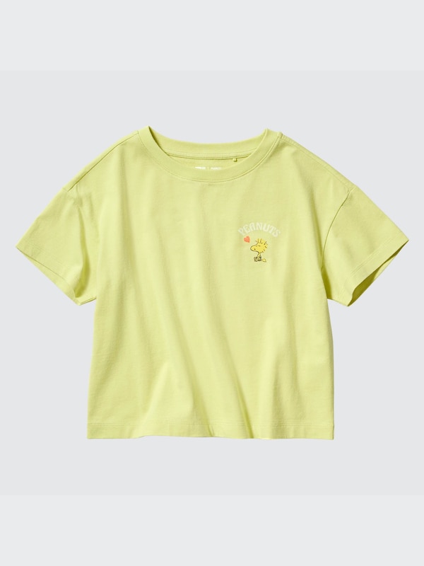 GIRLS ラブ サンシャイン＆ピーナッツ クロップド UT グラフィックTシャツ（半袖）
