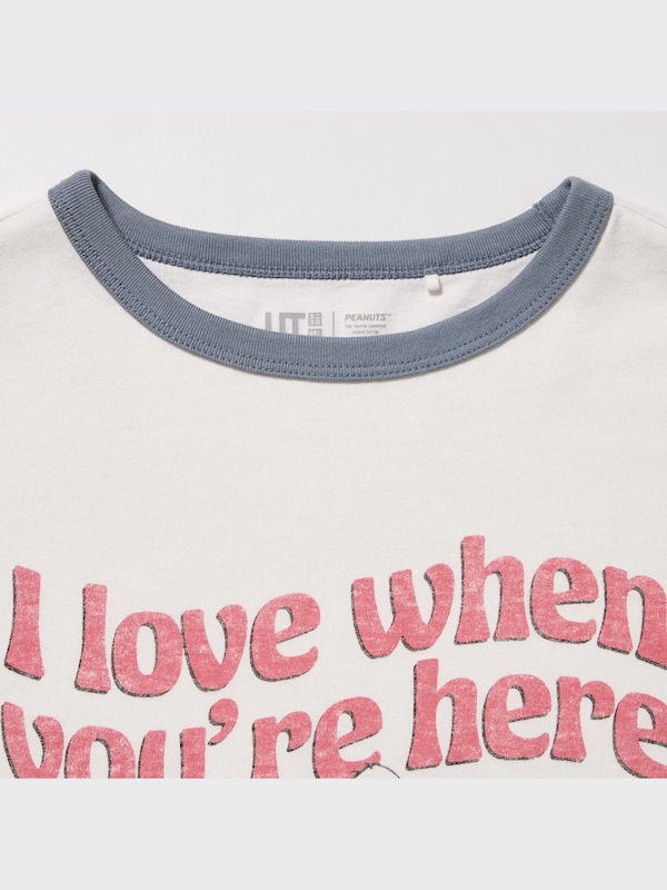 GIRLS ラブ サンシャイン＆ピーナッツ クロップド UT グラフィックTシャツ（半袖）