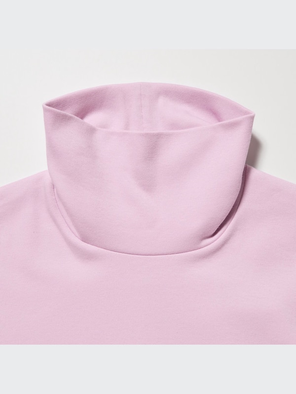 Pullover Katun Stretch Lembut Kerah Tinggi Lengan Panjang (Turtleneck)