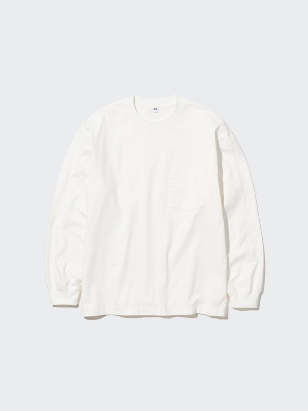 Washed Cotton Crew Neck Long Sleeve T-Shirt