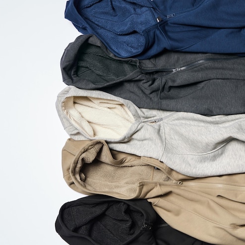 Men's Heattech Pile-Lined Sweat Full-Zip Hoodie | Khaki | Xs | Uniqlo US