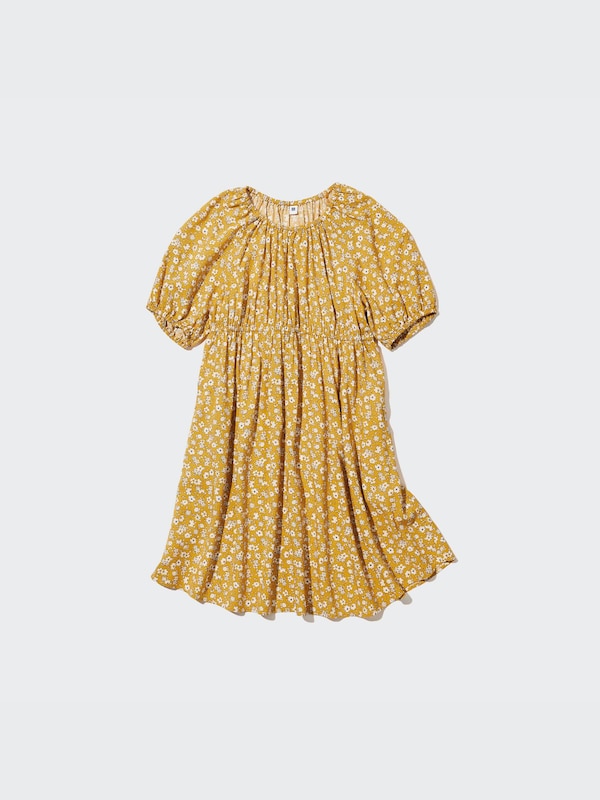 GIRLS レーヨンフラワープリントワンピース（半袖）