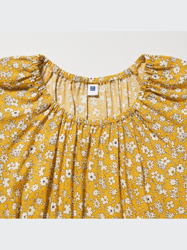 GIRLS レーヨンフラワープリントワンピース（半袖）