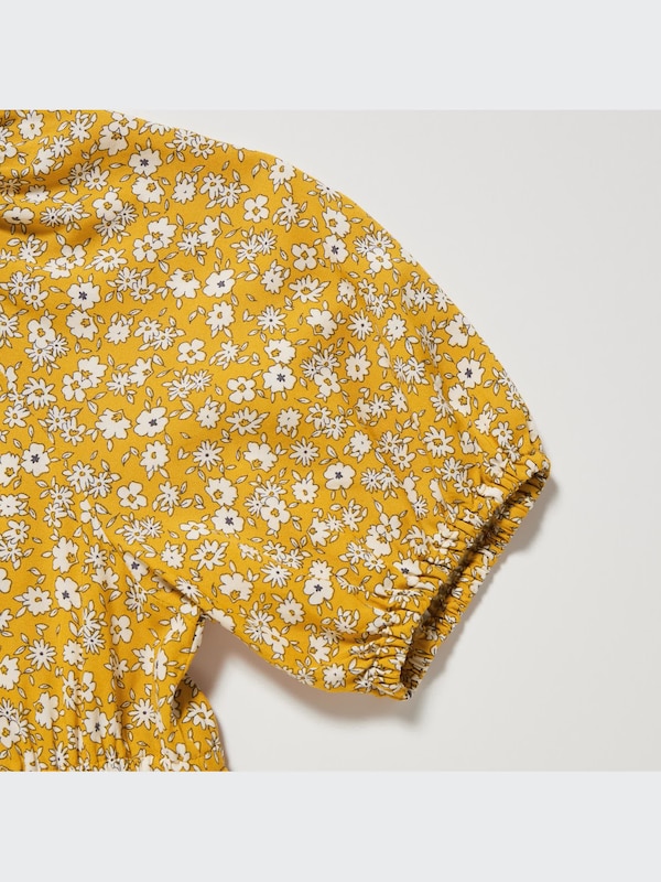 GIRLS レーヨンフラワープリントワンピース（半袖）