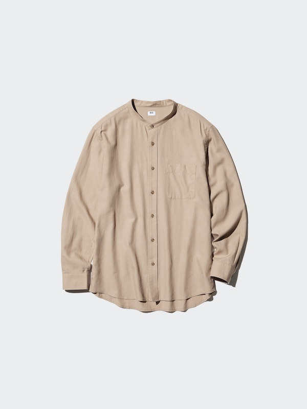 Soft Twill Stand Collar Long Sleeve Shirt