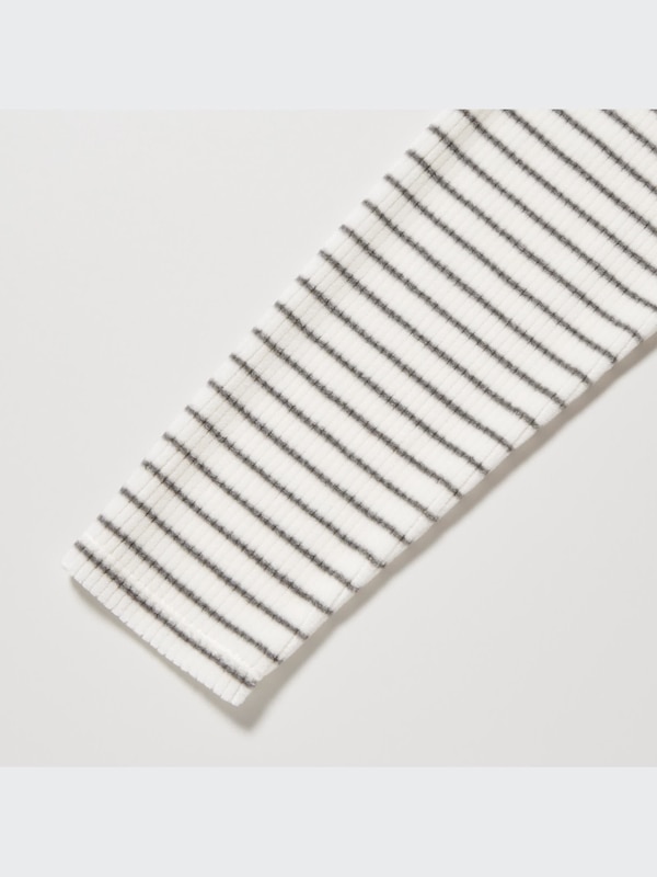 リブフリースハイネックボーダーTシャツ（長袖）