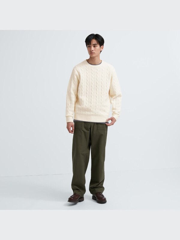 スフレヤーンケーブルクルーネックセーター