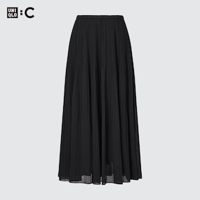 Elastic Waist Pleated Skirt  Black skirt, Black pleated skirt