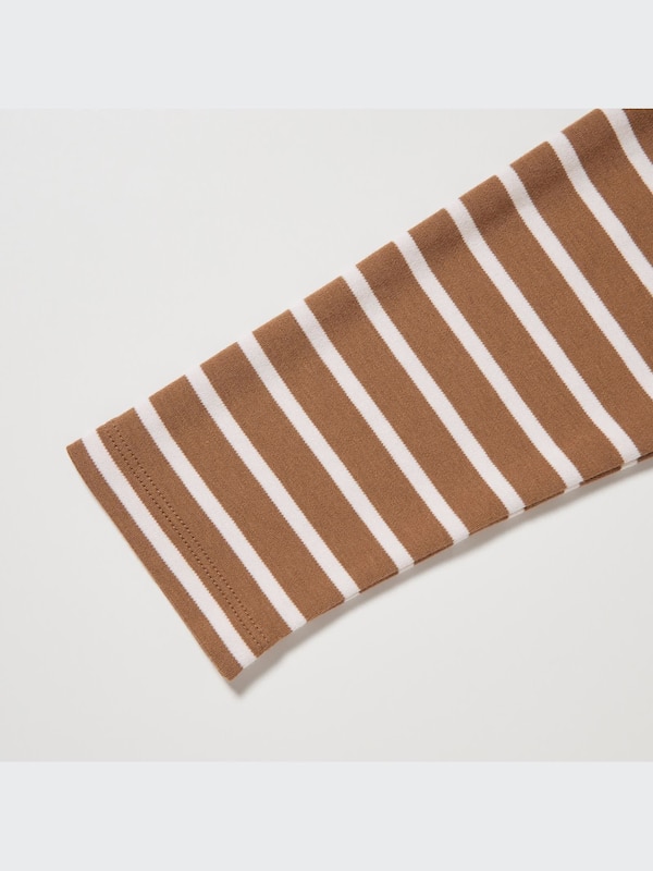 Áo Thun Mềm Cổ Tròn Kẻ Sọc Dài Tay