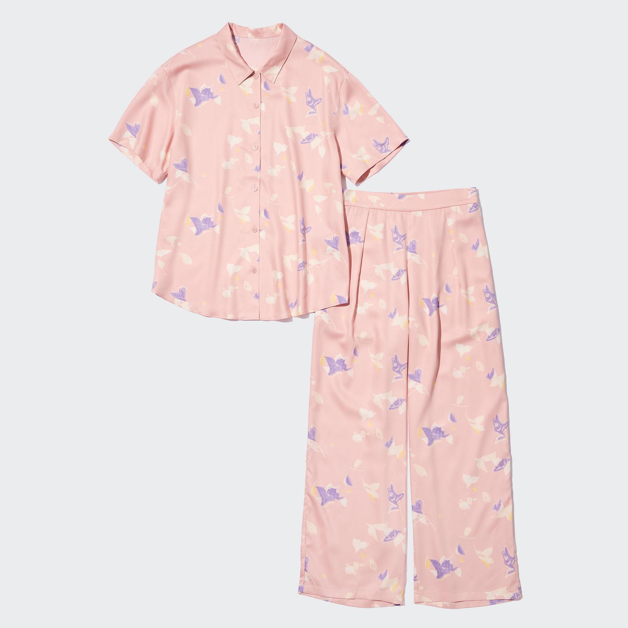 WOMEN S SATIN SHORT SLEEVE PAJAMAS PRINTED UNIQLO TH