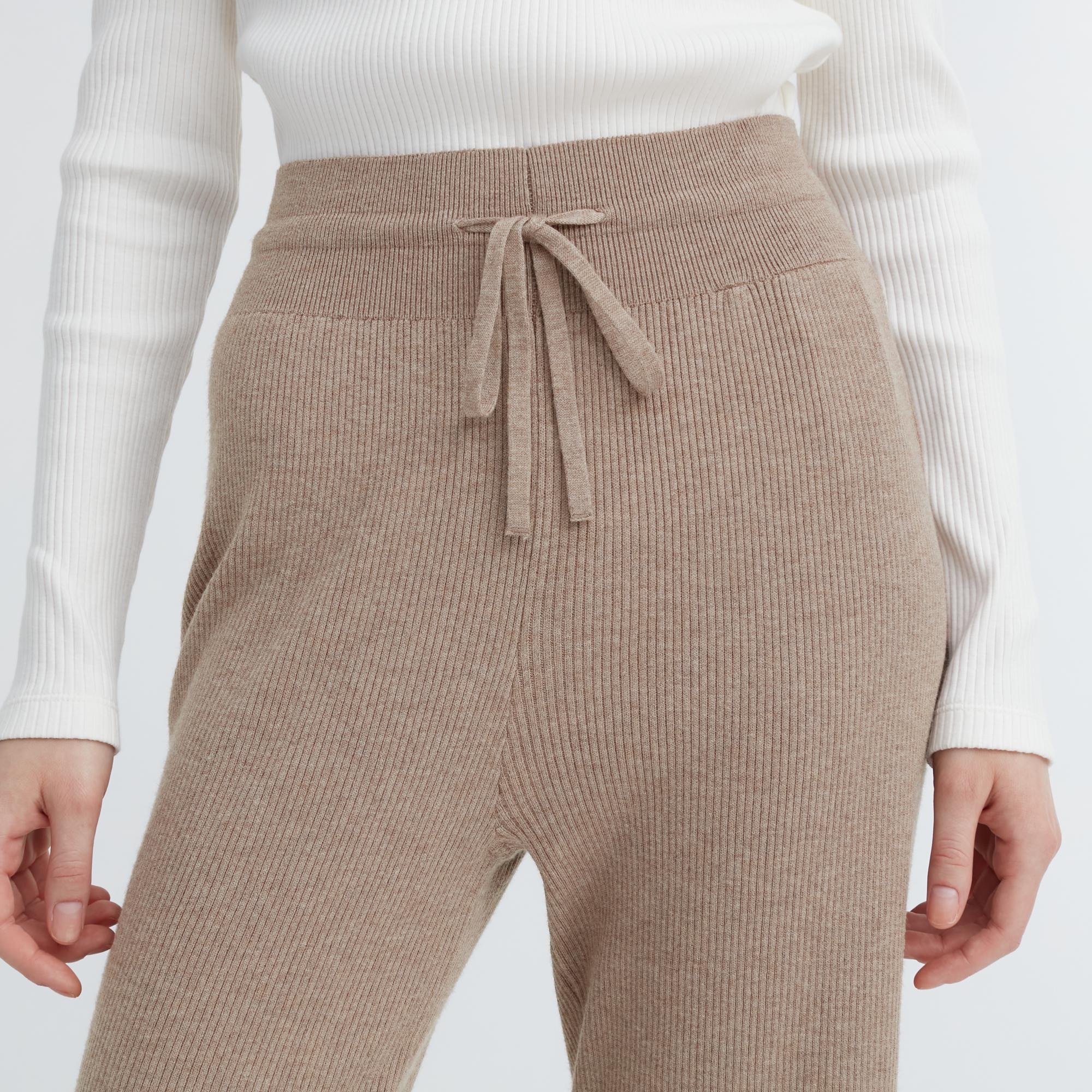 Buy Milumia Women Casual Ribbed Knit High Waist Trousers Flare Leg Solid  Long Pants Khaki Small at Amazonin