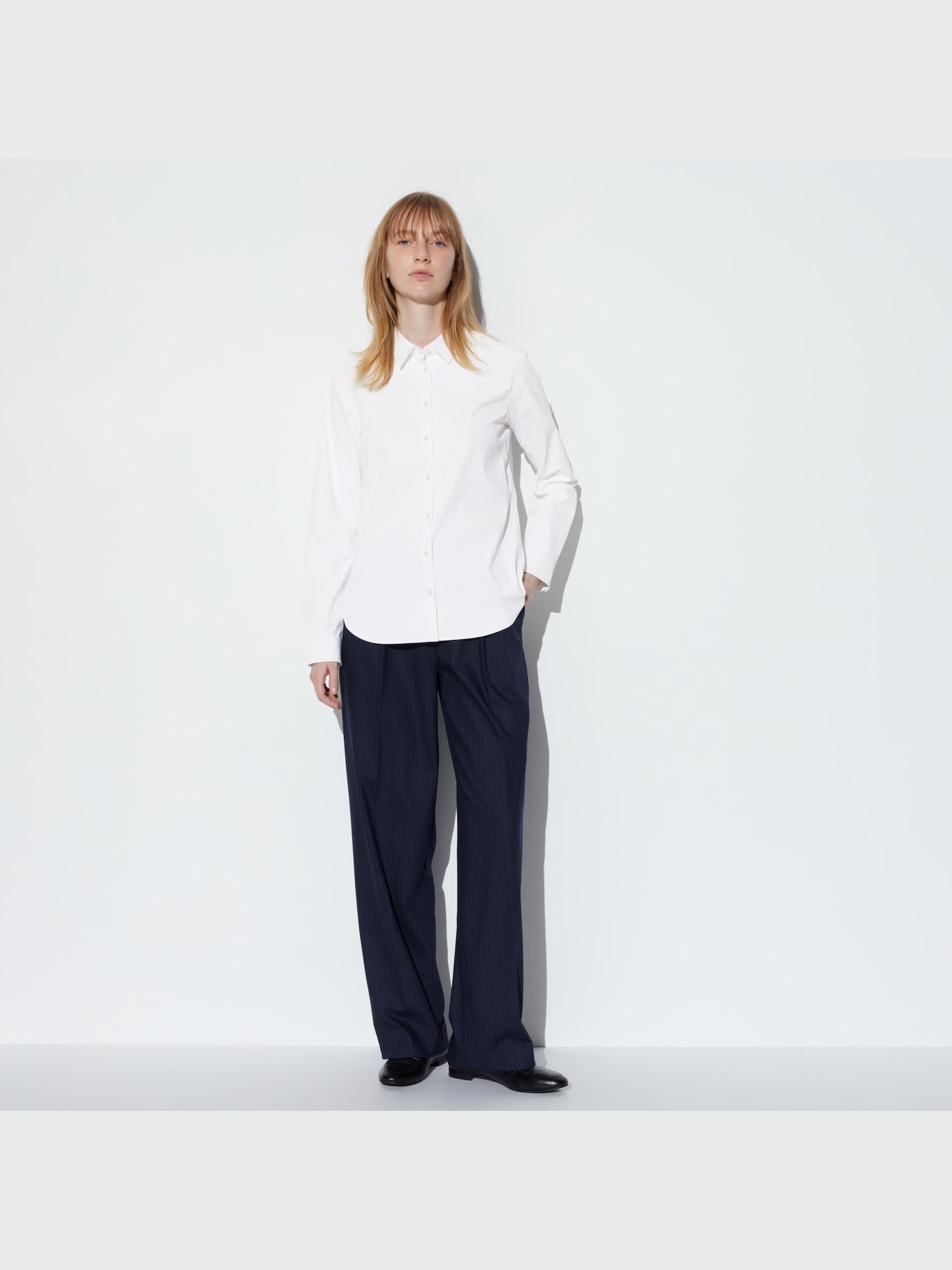 2024 セオリー BF SHIRT コットンストレッチシャツ 長袖 ゆったり ユニクロ公式 | スーピマコットンストレッチシャツ（長袖）