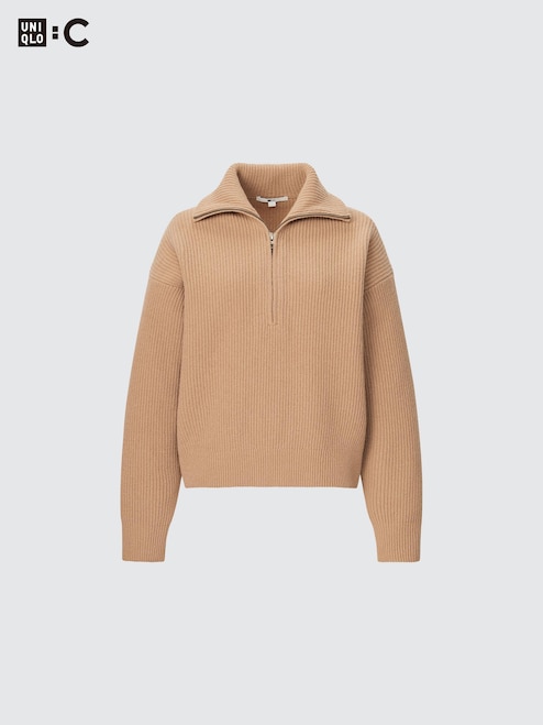 WOMEN'S PREMIUM LAMBSWOOL HALF-ZIP LONG SLEEVE SWEATER (CO-ORD