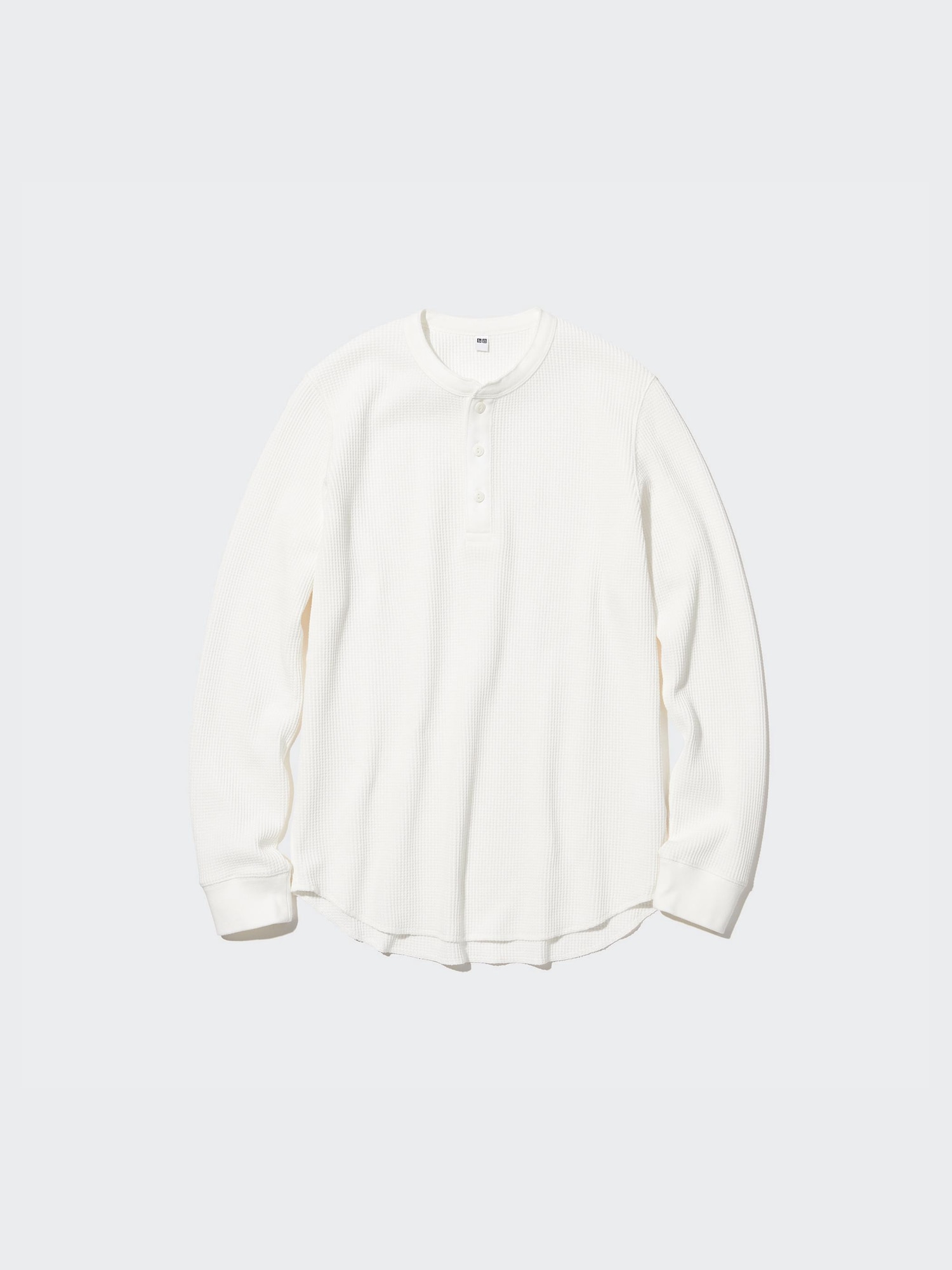 Men's Waffle Henley Neck Long Sleeve T-Shirt | UNIQLO SG