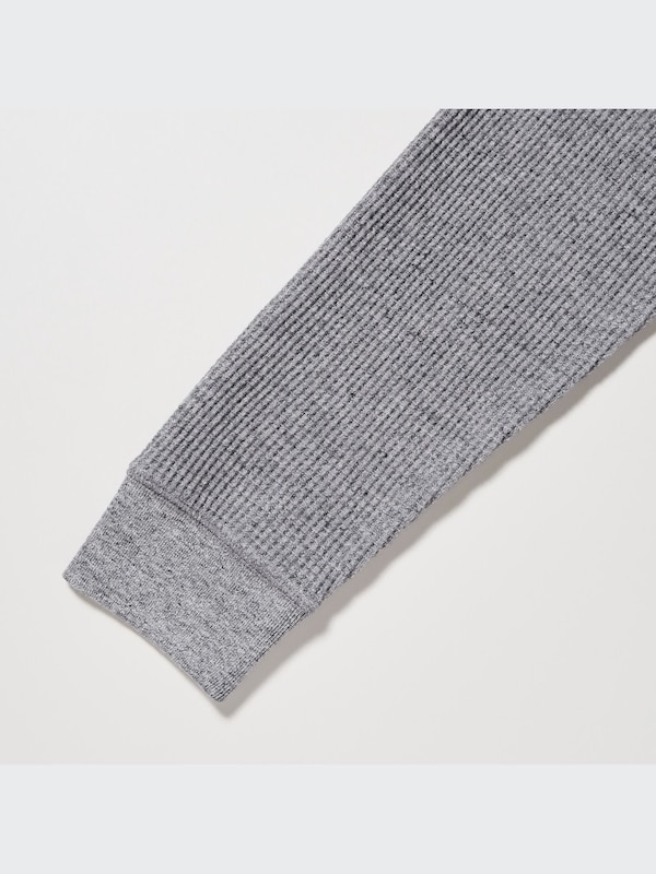 Waffle Henley Neck Long Sleeve T-Shirt