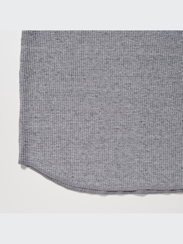 Waffle Henley Neck Long Sleeve T-Shirt