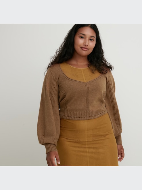 Womens Sweaters Uniqlo 3d Knit Volume Long Sleeve Sweater WOMEN'S