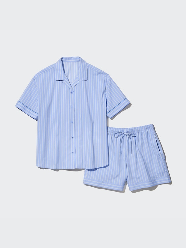 Bộ Pyjama Vải Co Giãn Mềm Ngắn Tay