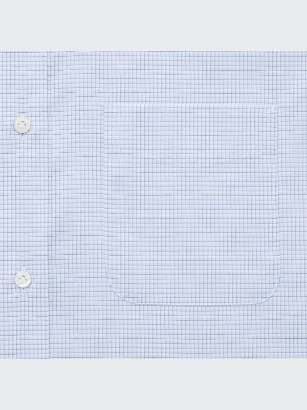 Fine Cloth Easy Care Checked Stretch Slim Fit Long Sleeve Shirt