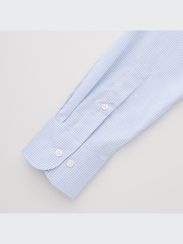 Fine Cloth Easy Care Checked Stretch Slim Fit Long Sleeve Shirt