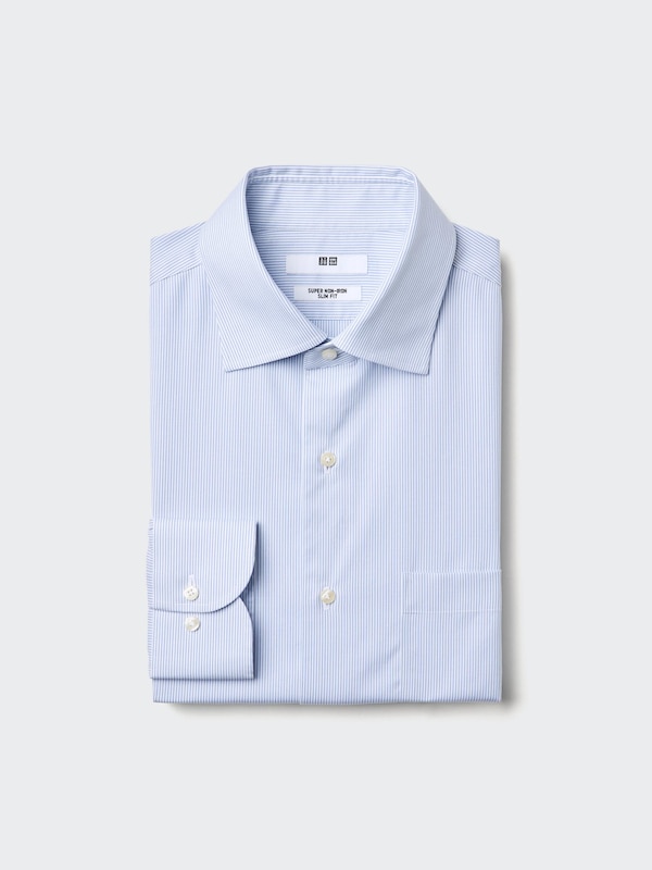 Super Non Iron Slim Fit Shirt | Long Sleeve Stripe Semi Wide Collar