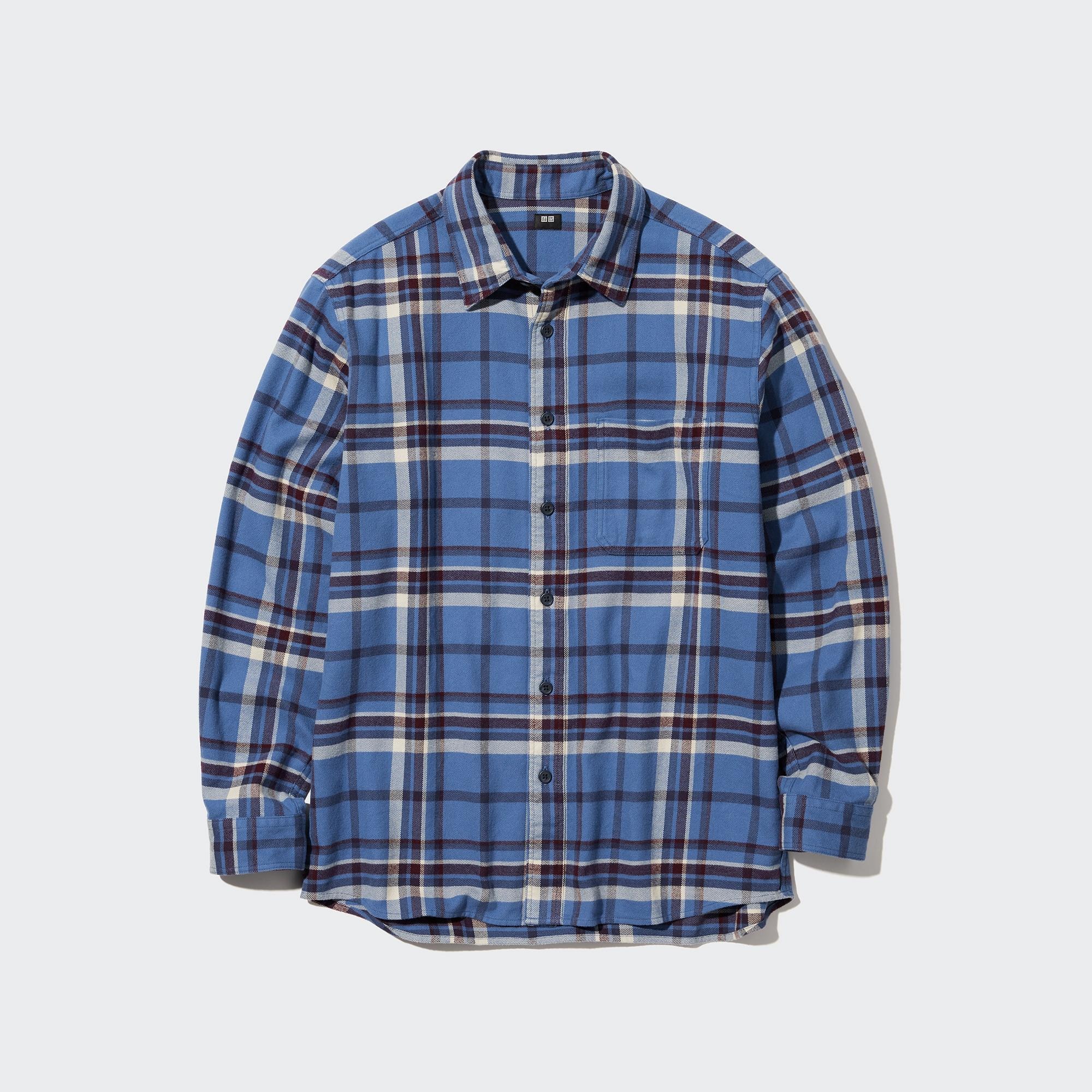 XL【新品未使用】ユニクロU ツイルオーバーサイズチェックシャツ BLUE ②