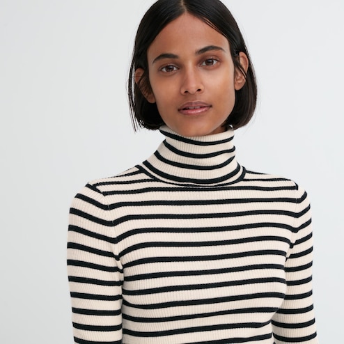 WOMEN'S EXTRA FINE MERINO RIBBED TURTLENECK SWEATER