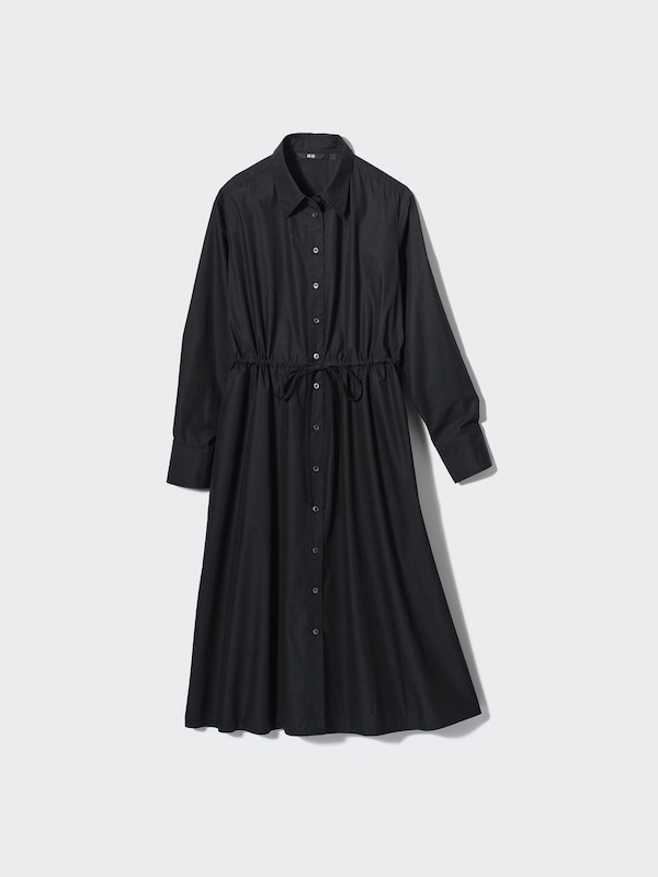 コットンロングシャツワンピース（長袖・丈短め・104.5～115.5cm）