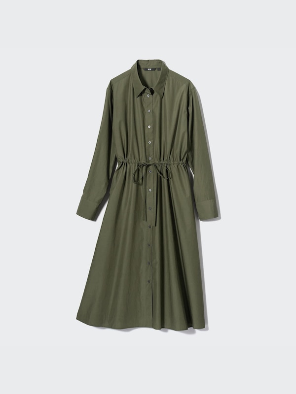 コットンロングシャツワンピース（長袖・丈短め・104.5～115.5cm）
