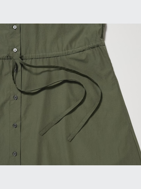 コットンロングシャツワンピース（長袖・丈短め・104.5～115.5cm）