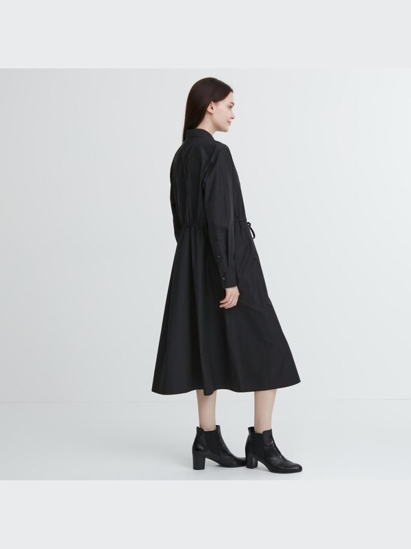 コットンロングシャツワンピース（長袖・丈短め・104.5～115.5cm）