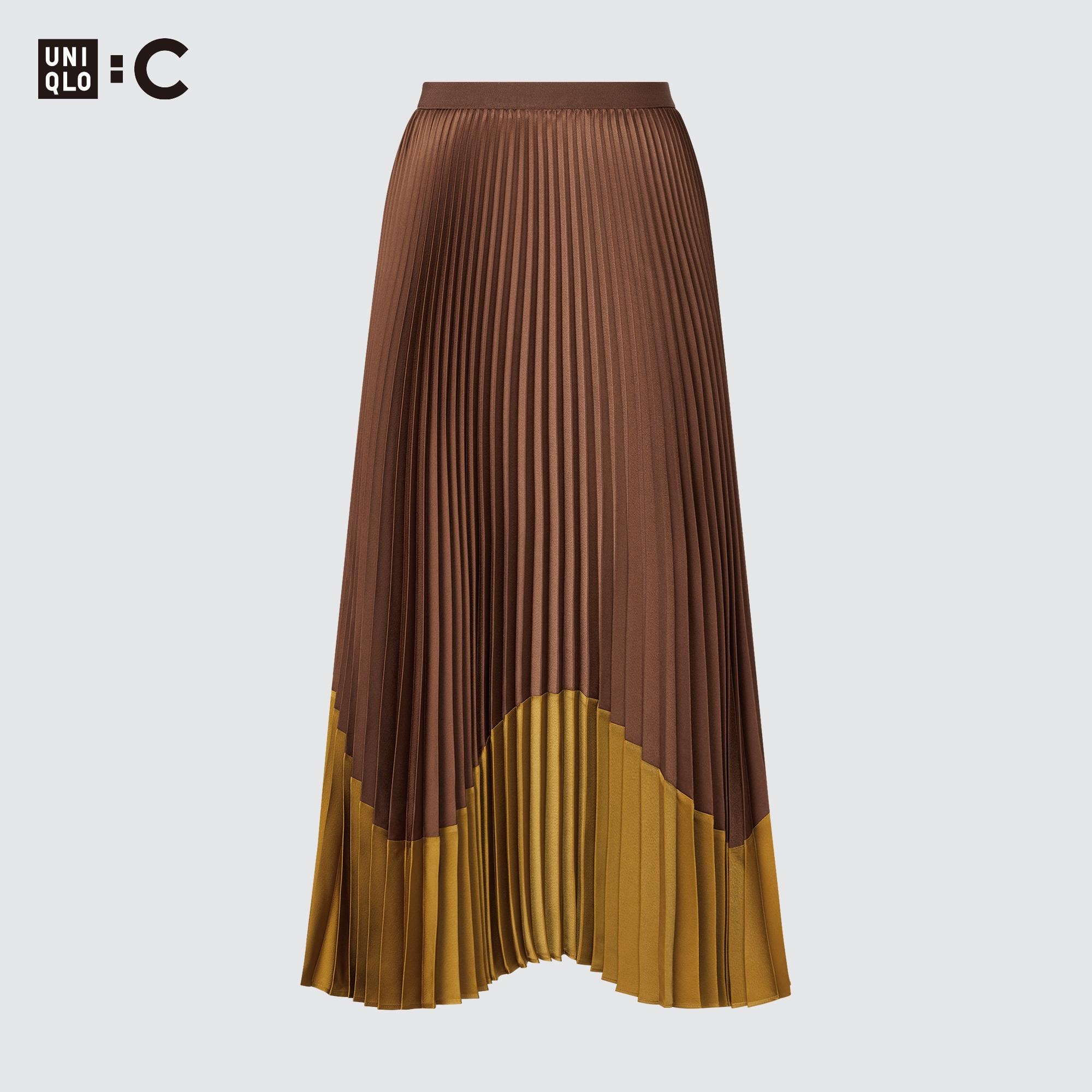 ユニクロ公式 | プリーツカラーブロックスカート