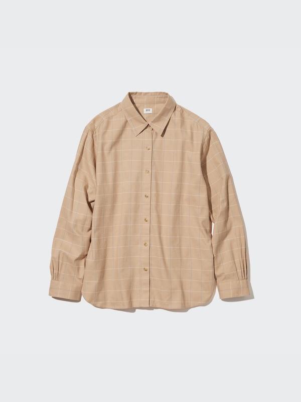 Kemeja Brushed Lembut Kotak Lengan Panjang