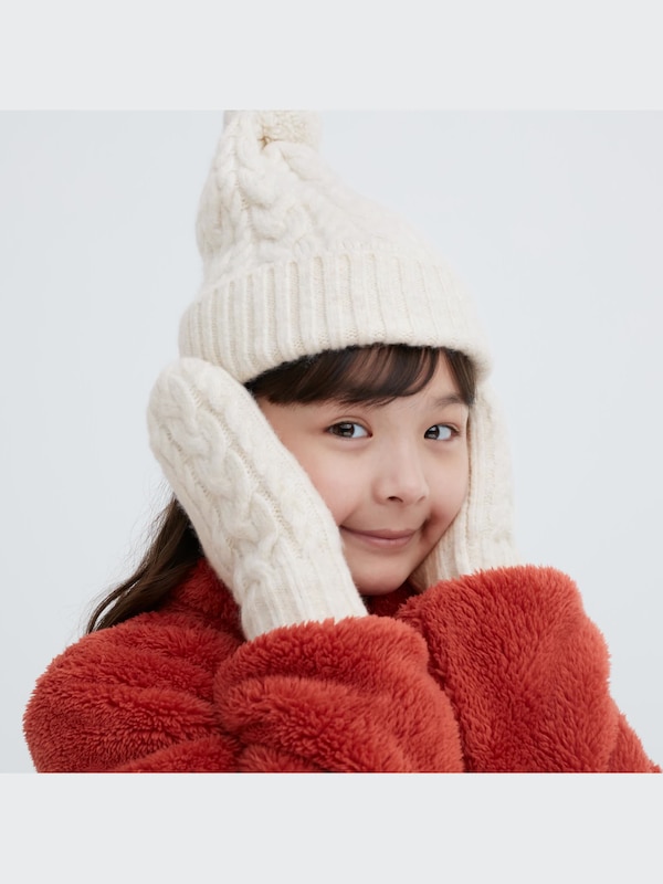 ヒートテックケーブルニットミトン