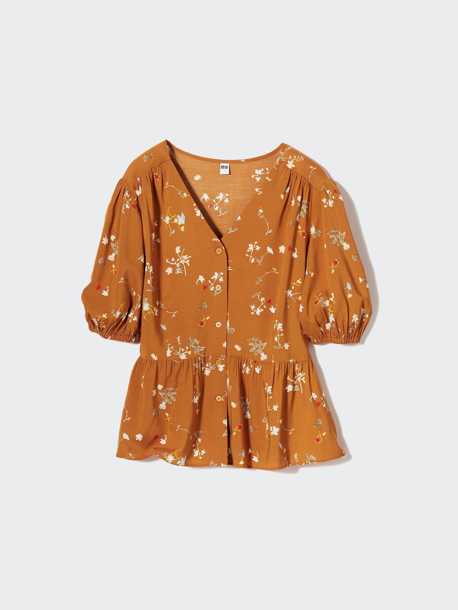 UNIQLO - ユニクロ レーヨンVネックブラウス (M) とろみ素材