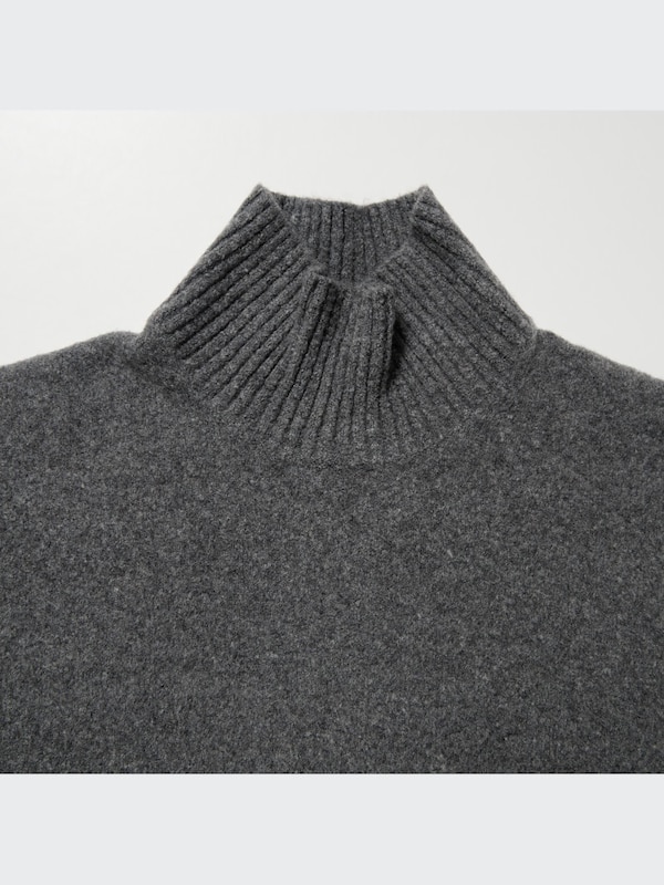 Sweater Souffle Yarn Kerah Tinggi Lengan Panjang