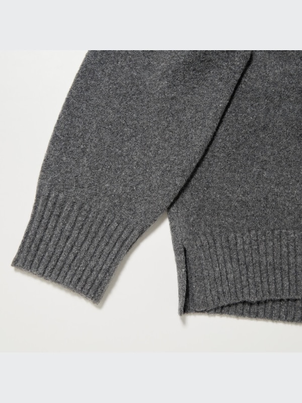 Sweater Souffle Yarn Kerah Tinggi Lengan Panjang