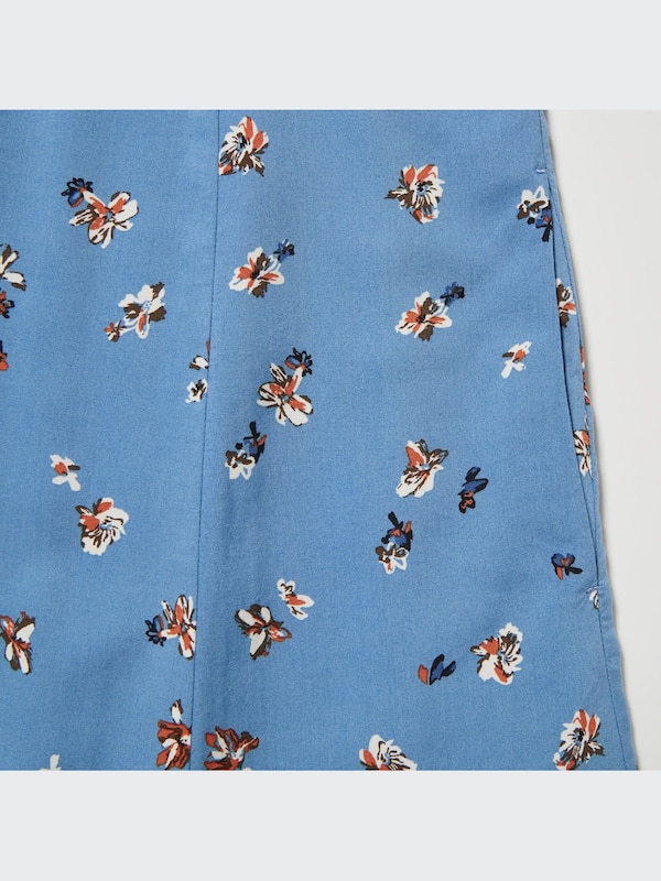 Gaun Flare Mini Motif Lengan Pendek