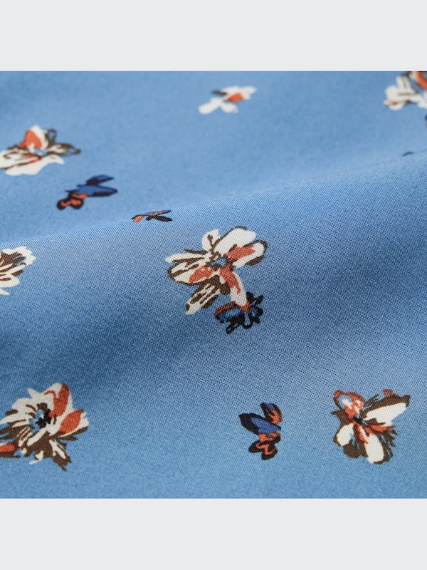 Gaun Flare Mini Motif Lengan Pendek