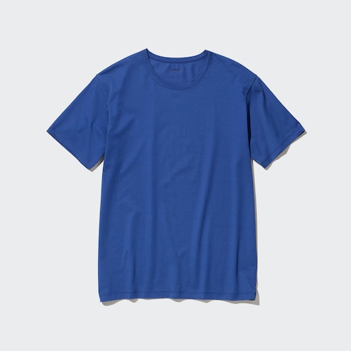 UNIQLO AIRISM COTTON CREW NECK Blue T-SHIRT Men's Short Sleeves Size 3XL