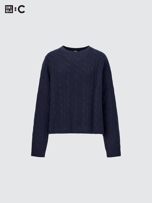 WOMEN'S CASHMERE CABLE LONG SLEEVE SHORT SWEATER UNIQLO PH