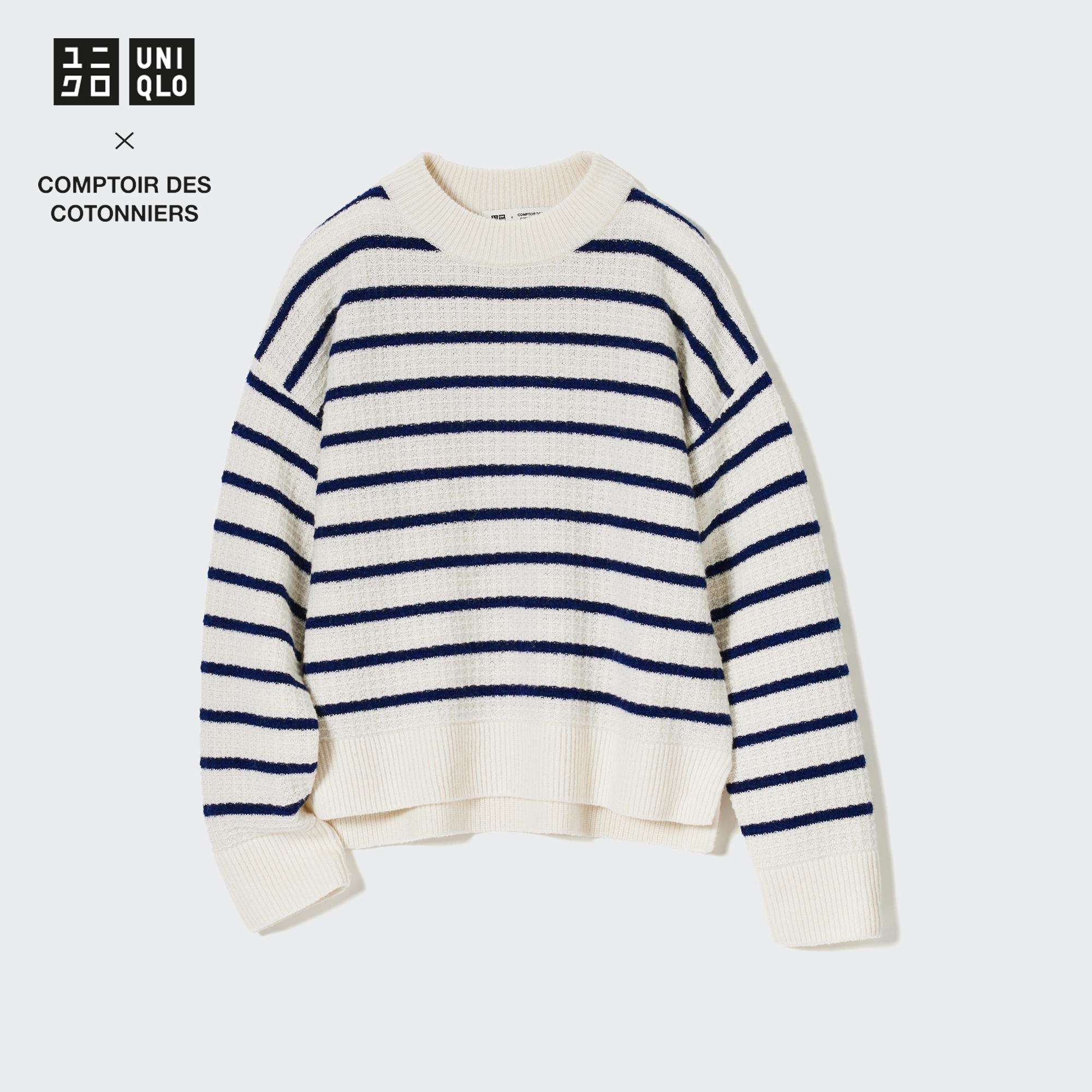 ユニクロ UNIQLO️ ニット セーター L ボーダー メンズ 紺 ネイビー