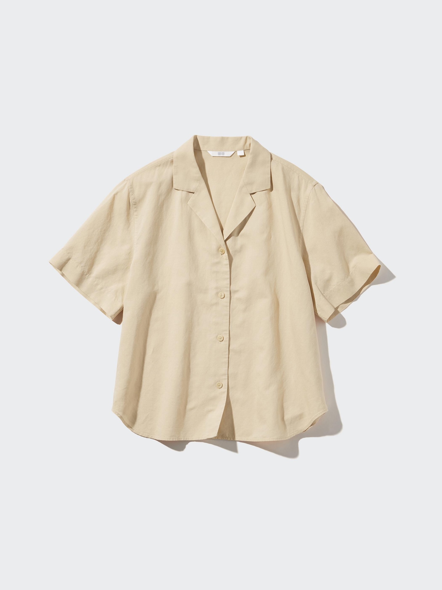 WOMEN'S LINEN BLEND OPEN COLLAR SHORT SLEEVE SHIRT | UNIQLO PH