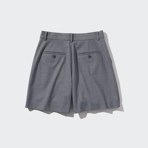 Women's Wool Shorts, High Waisted Shorts, Gray Shorts, Wide Leg Shorts,  Pleated Shorts, Custom Shorts 