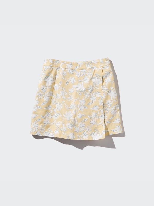 Linen Blend Skort |Printed