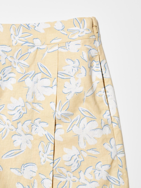 Linen Blend Skort |Printed