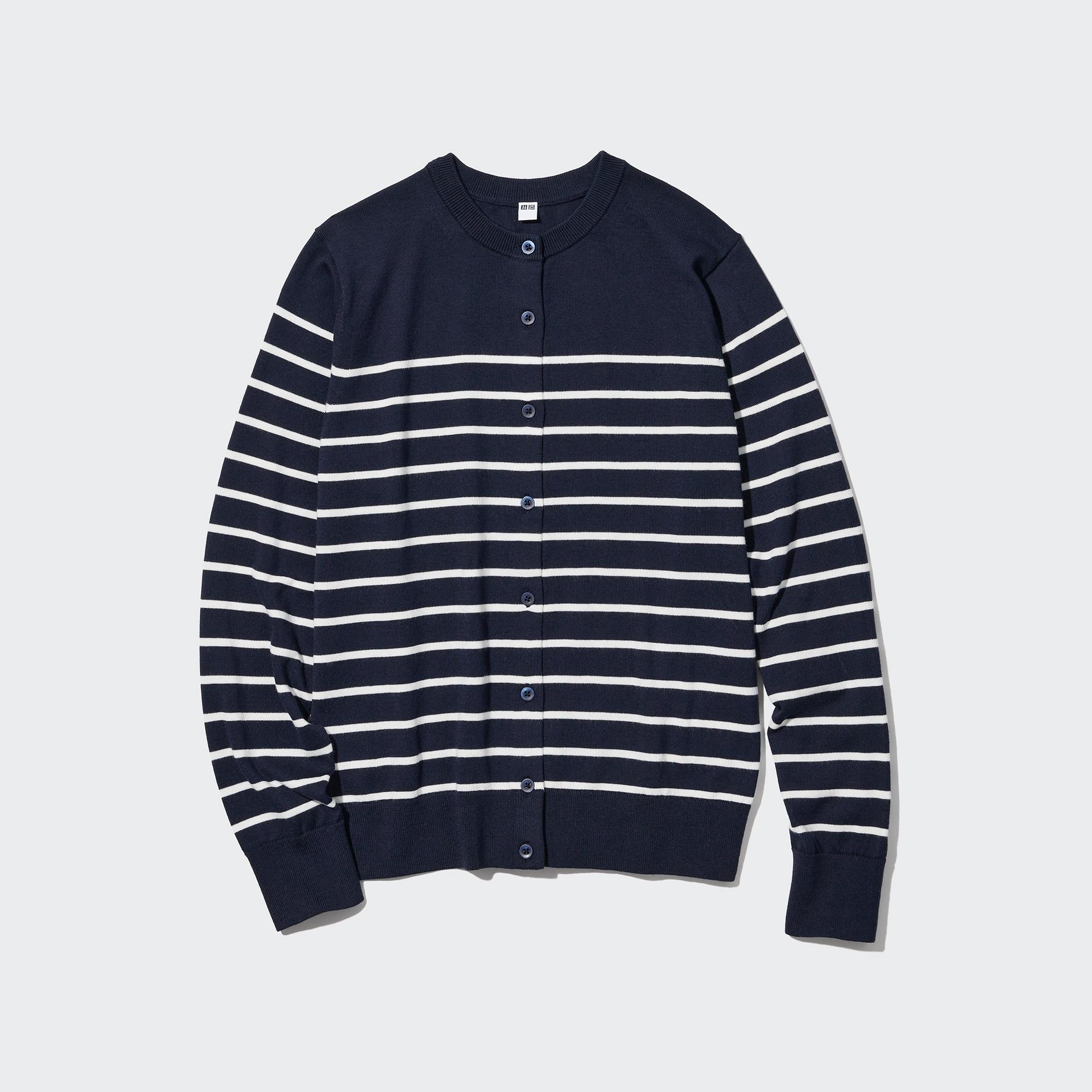 Check styling ideas for「UV Protection Striped Crew Neck Cardigan