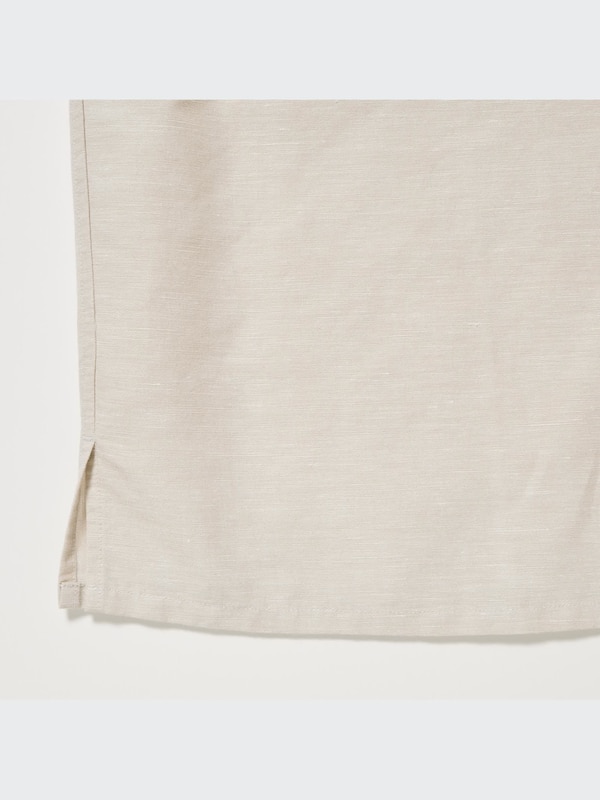 Cotton Linen Open Collar Short Sleeve Shirt