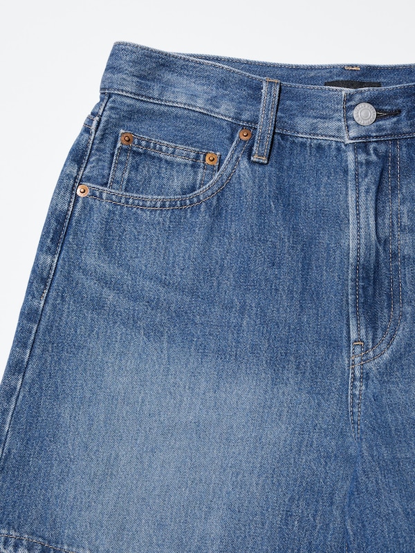 Quần Shorts Baggy Vải Denim Cạp Cao